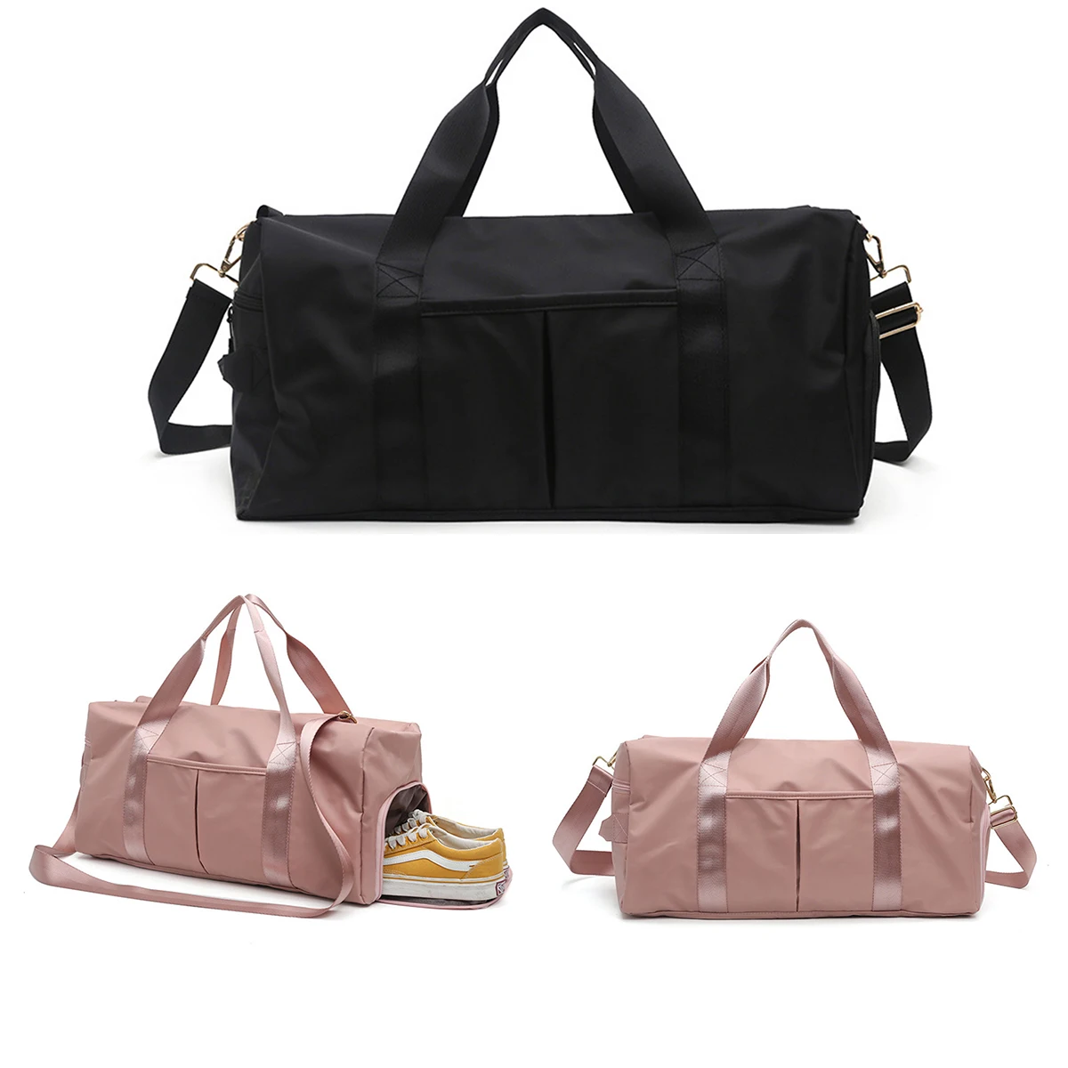 

1Pcs Outdoor Waterproof Nylon Sports Gym Bags Training Fitness Travel Handbag Yoga Mat Sport Bag with shoes Compartment
