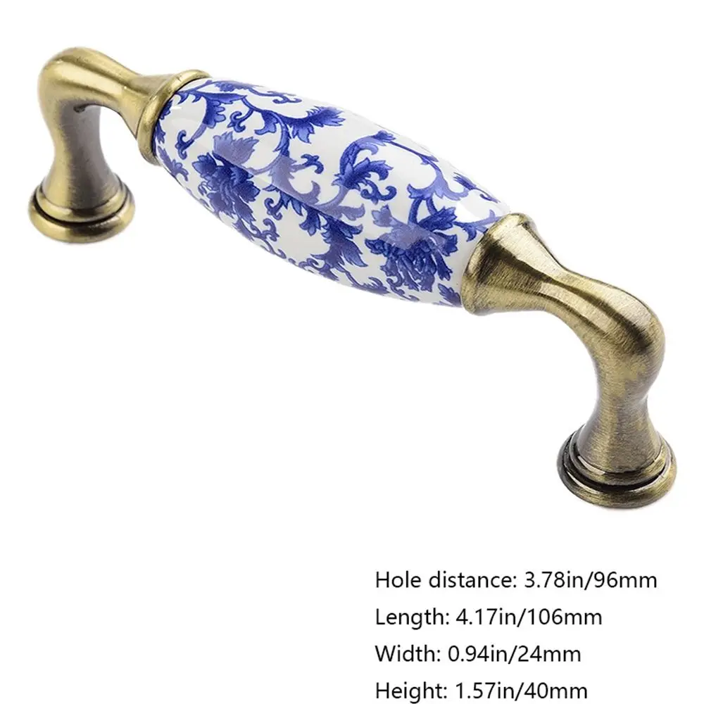 Ceramic 76mm/96mm/128mm Blue And White Antique Creative Furniture Pull Handles Dresser Cabinet Handles Door Handle Drawer Knobs