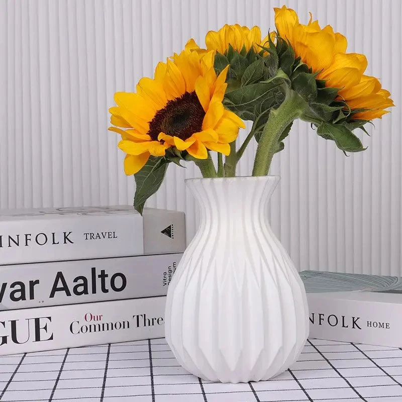 White Plastic Ceramic-Look Vase for Weddings, Home Decor, Dining Tables, DIY Gifts, Bonsai, Parties, and Garden Decor