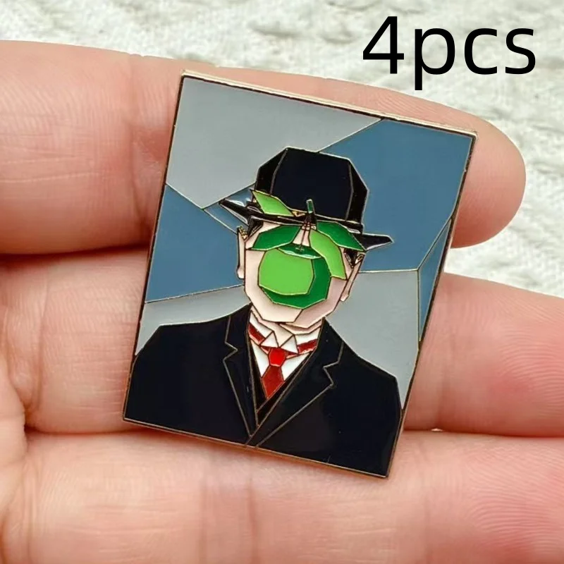 4pcs Cute Funny Alloy Brooch Creative Cartoon Animal Oil Painting Badge Personality All-match Clothing Accessories