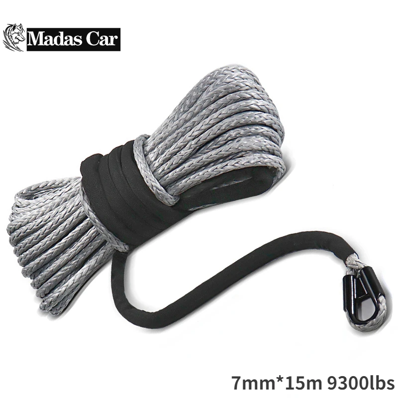 7mmx15m Truck Boat Emergency Replacement 9300lbs 12 Strand Stringt Car Outdoor Accessories Synthetic Winch Rope Cable ATV UTV