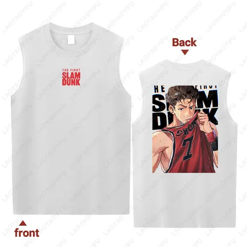 Imagen 2 del producto Camisetas sin mangas con gráfico de Anime japonés Slam Dunk para hombre, camiseta de Manga clásica Vintage a la moda, ropa de calle con cuello redondo Unisex, chaleco de algodón divertido