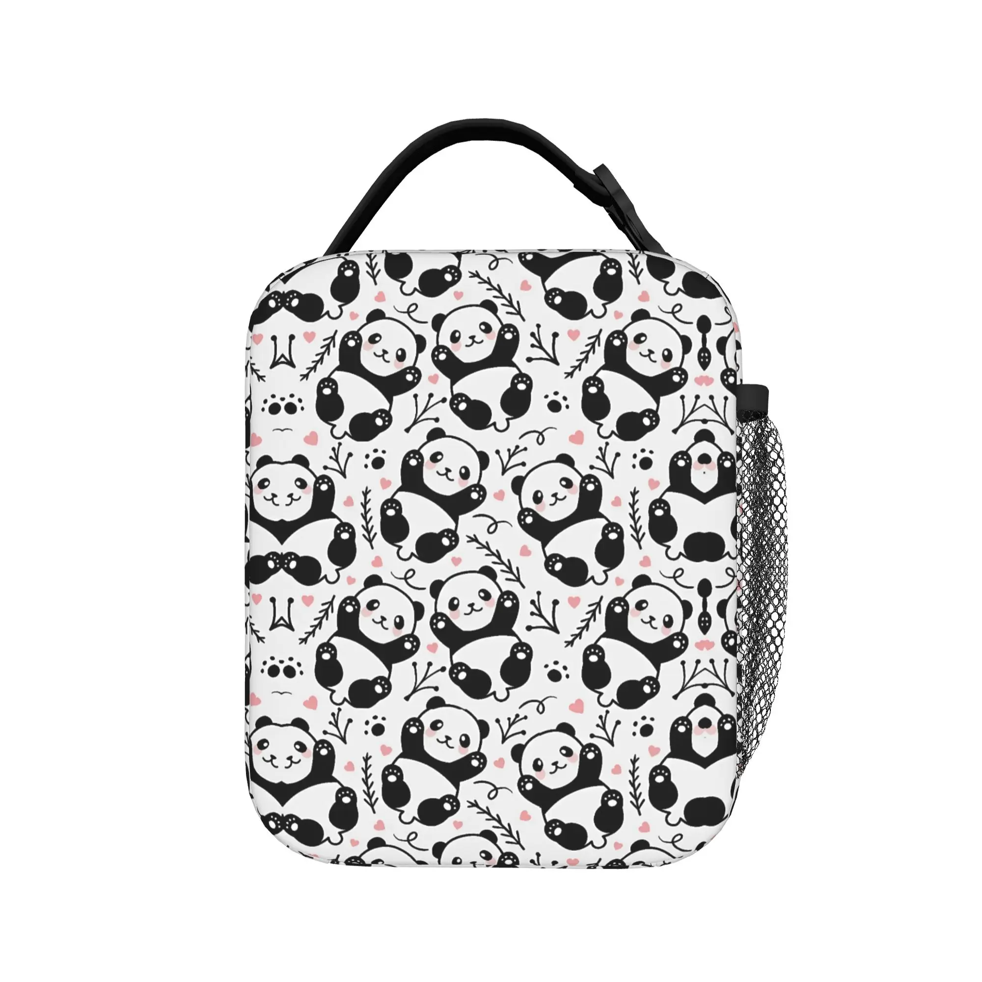 Panda And Bamboo Lunch Bag  Casual Lunch Box For Unisex Travel Portable Zipper Cooler Bag Oxford Print Tote Food Bags