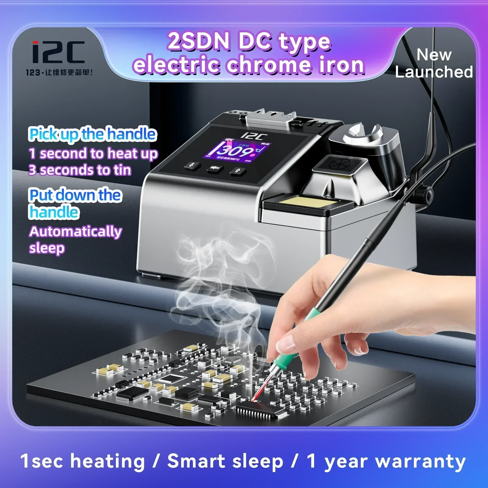 I2C 2SDN Intelligent Digital HD Dispaly Fast Heating Soldering Station with 245/210/115 Handle Iron Tip Welding Rework Platform