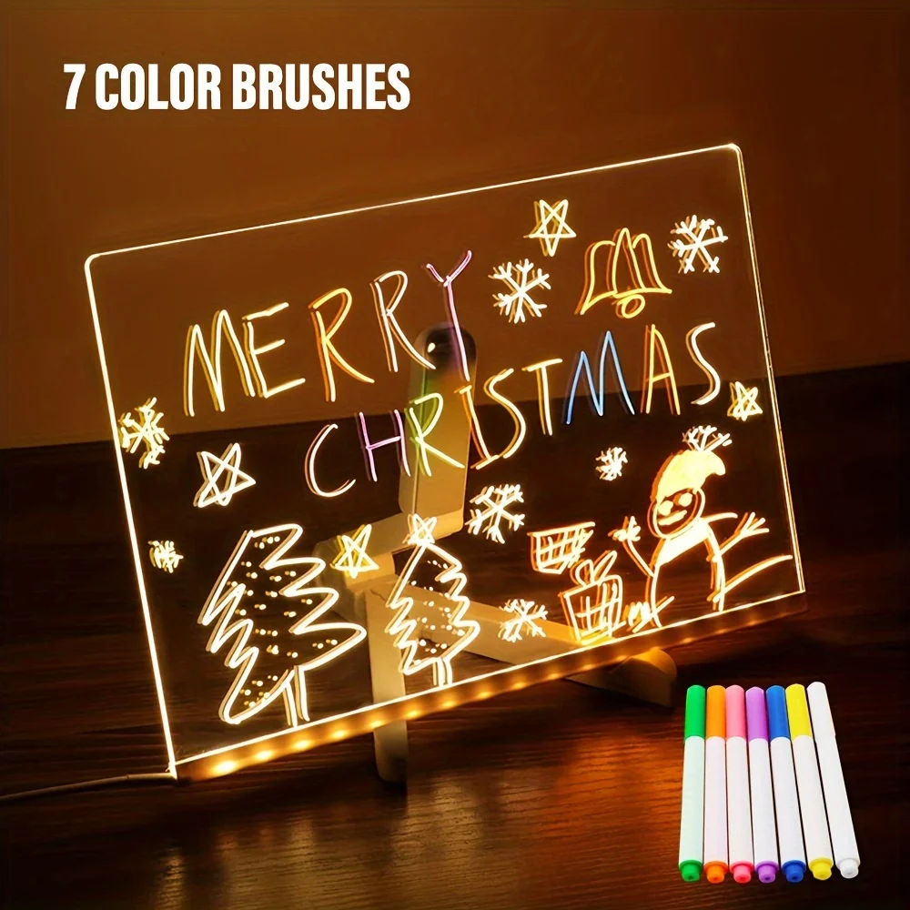 LED light up acrylic message board Erasable USB Children\'s Drawing Board CIY for Birthday Gifts Bar Advertising Boards