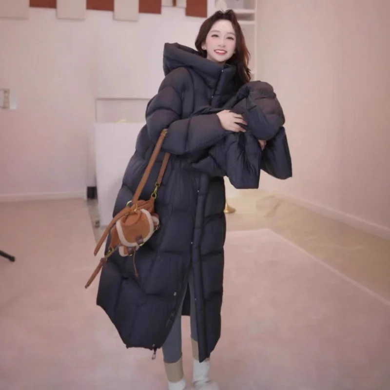 Women's Long Down Jacket 2025 Fall/Winter Collection Loose-Fit, Slimming, Fashionable Hooded Oversized Thick Quilted Coat