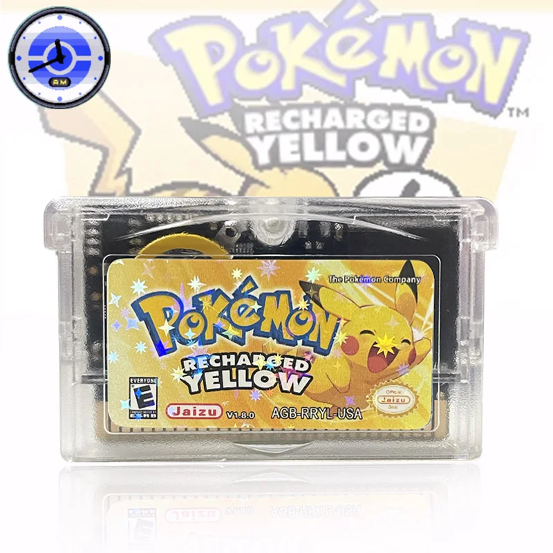 Cartucho de Vídeo para GBA: Cartucho Flash RTC com Relógio em Tempo Real (v1.8.0) para Pokémon Amarelo Recarregado - Versão EUA