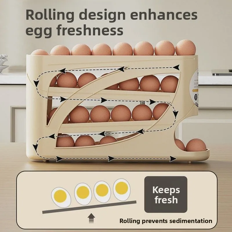 

Kitchen Egg Storage Box Sliding Roll Egg Ra Refrigerator Side Door Auatic Egg Der Organizer Household ential