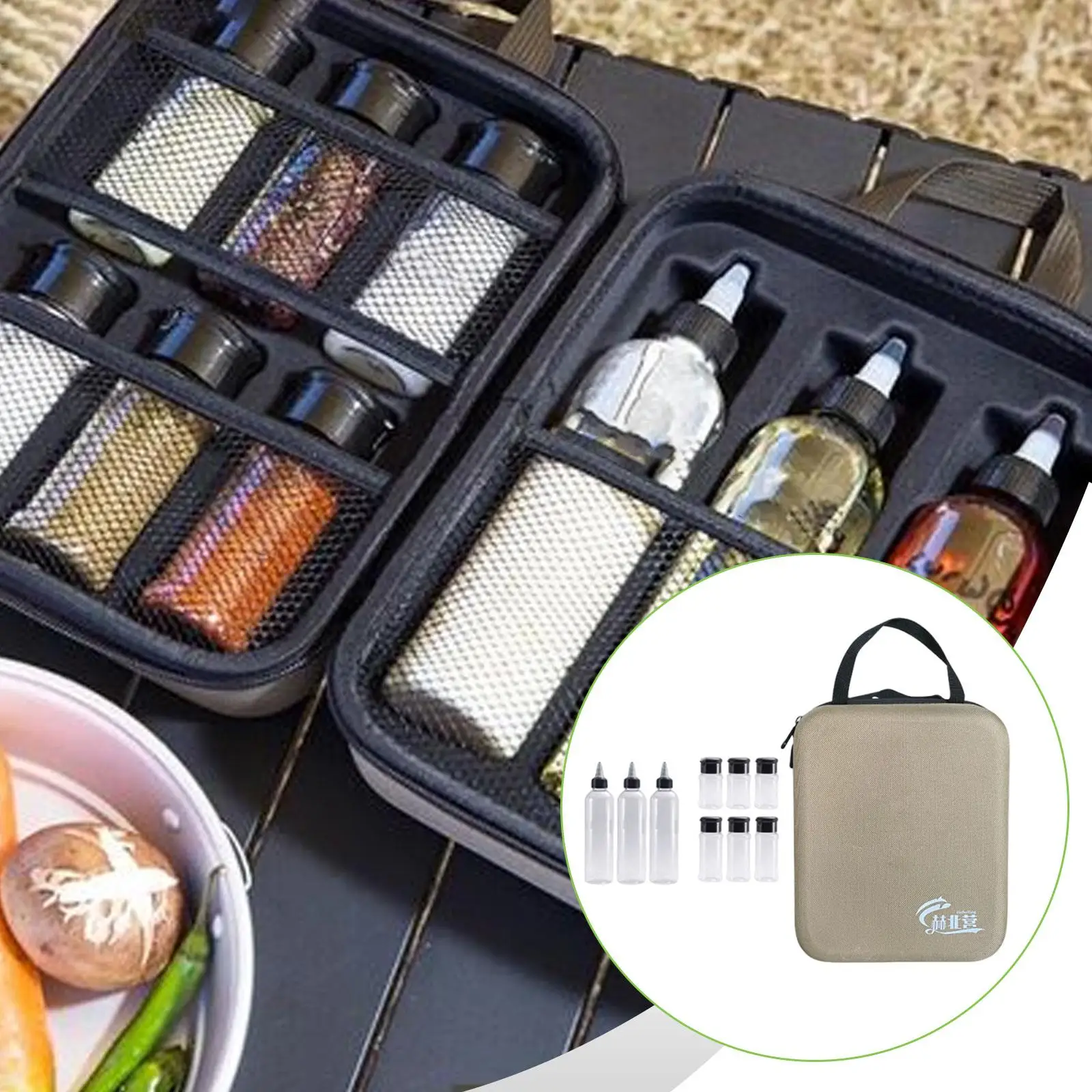 11x Camping Spice Jars Kit Durability, Seasoning Set, Premium, EVA Hard Case Spice Containers Portable for Travel Hiking Outdoor