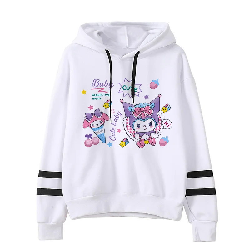 Śmieszne modne ubrania Kuromi Bluza z kapturem Sanrio Kuromi Kobiety Manga Bluza Harajuku Bluzy z kapturem dla kobiet