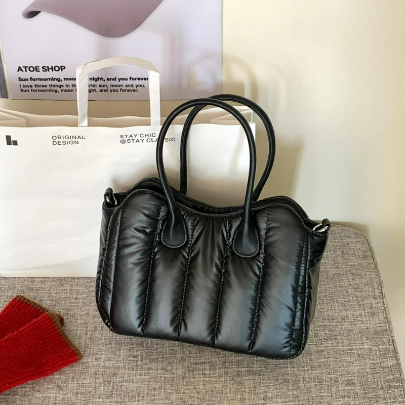 

Winter Cotton Comfortable Tote Bag Women Fashion Texture Simple Versatile Storage Bag Casual Commuter Handiness Crossbody Bag