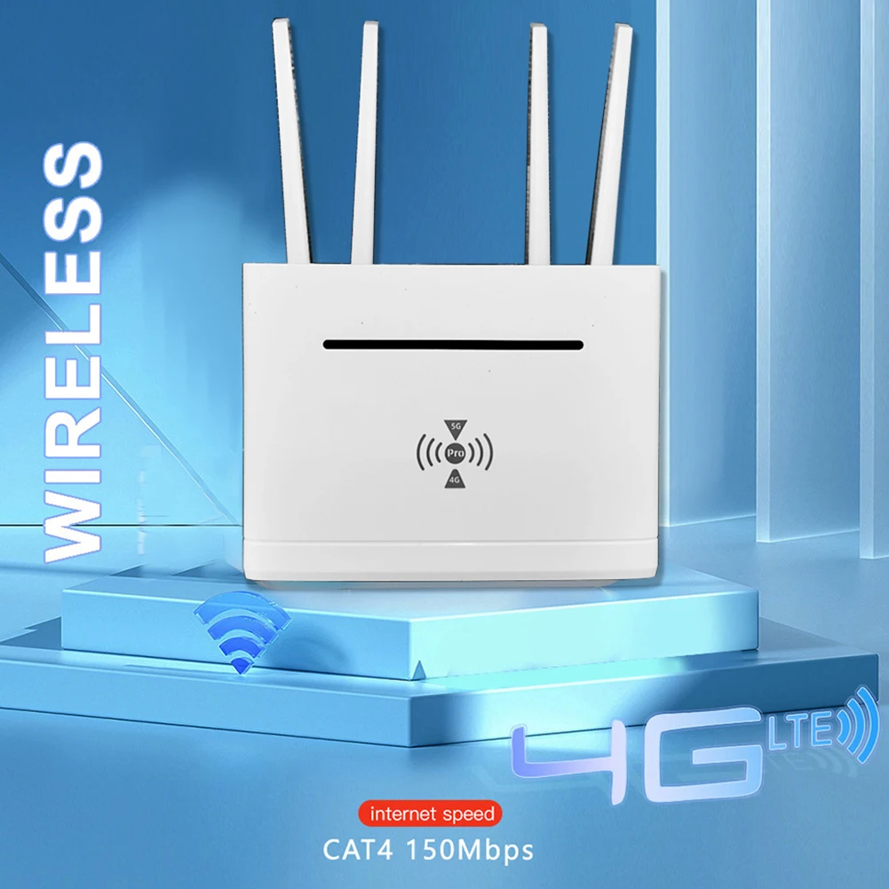 Roteador de internet sem fio 4G LTE WAN LAN RJ45 portas 300Mbps WiFi Modem Router com slot para cartão SIM Hotspot Modem para casa/escritório