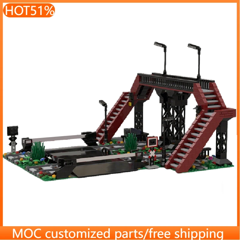 969 قطعة من مكعبات البناء المخصصة لتصميم متقاطع السكك الحديدية، لعبة إبداعية شعبية للأطفال، هدية عيد ميلاد