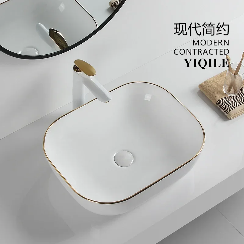 Modern light luxury Phnom Penh counter basin bathroom oval ceramic wash basin household balcony