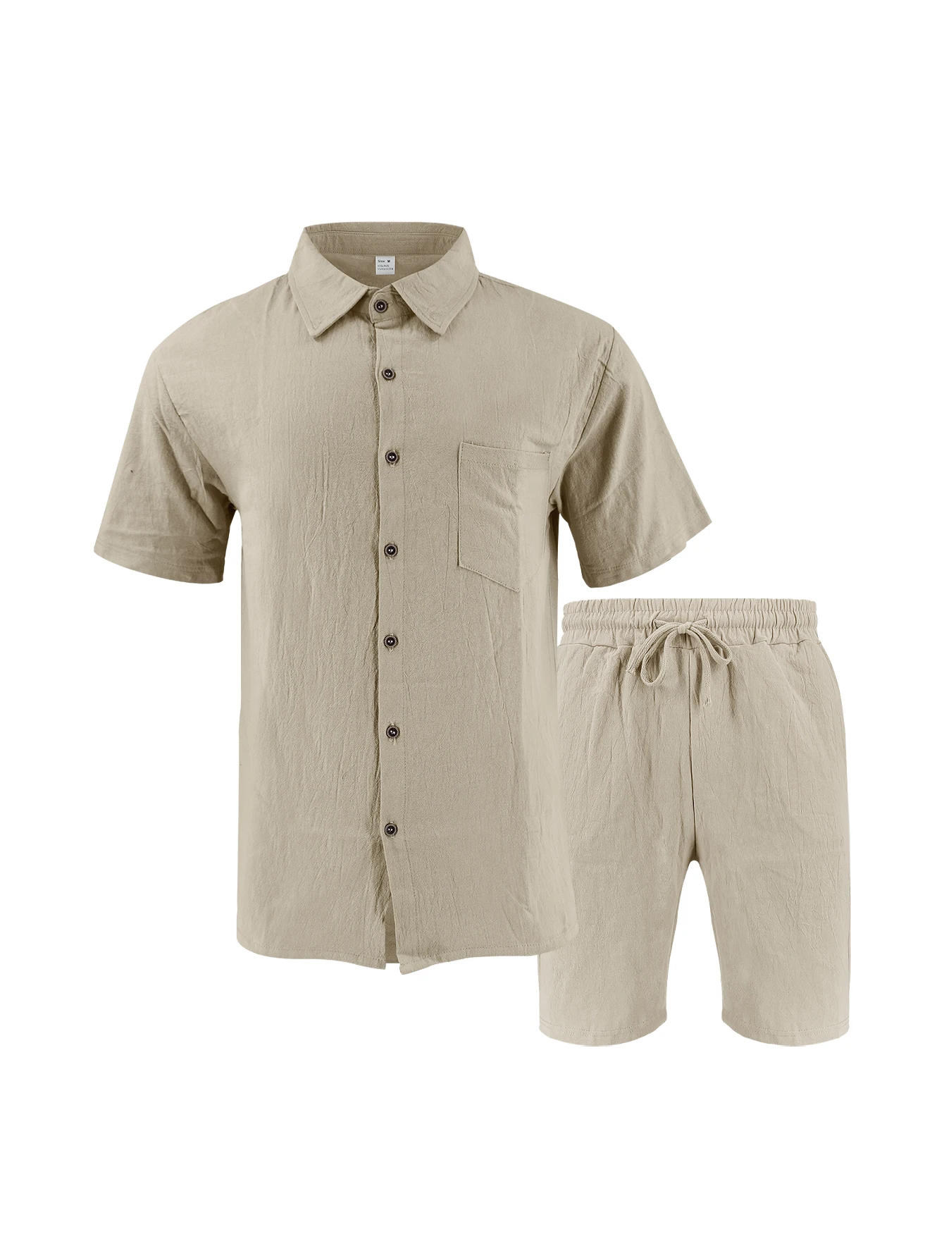Men Linen Textured Two-Piece S - огляд і ціна Short Linen Drawstring