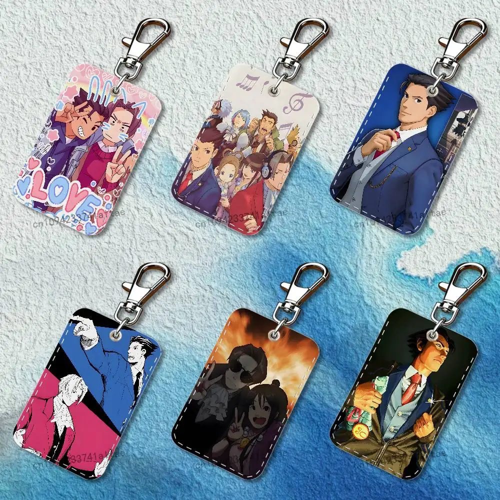 

Game Ace A- Attorney Rectangle Access Card Case Leather Card Holder Keychain Key Ring Transportation Card Case