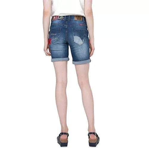 Foreign trade European and American style Spanish original single women's denim shorts embroidered printed patch design