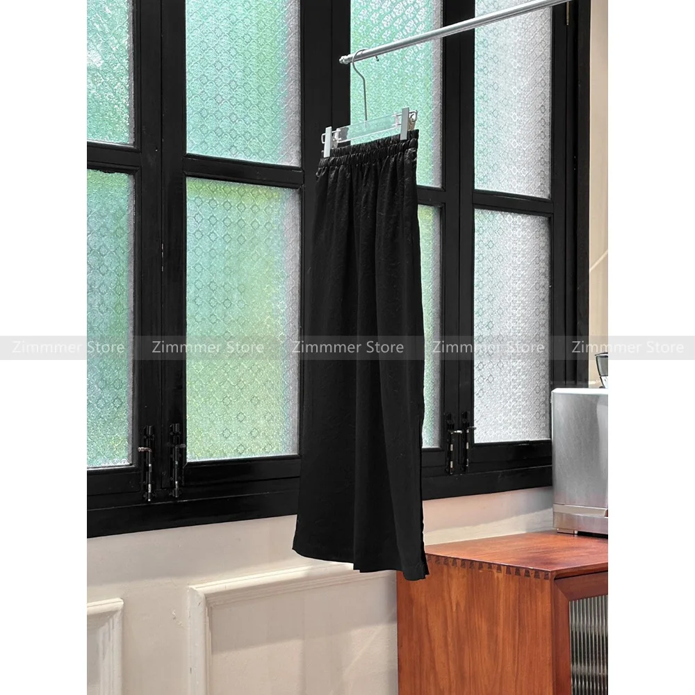 

Premium sense of acetate satin high-waisted split half-body skirt 2024 summer new solid colour jacquard textured long skirt