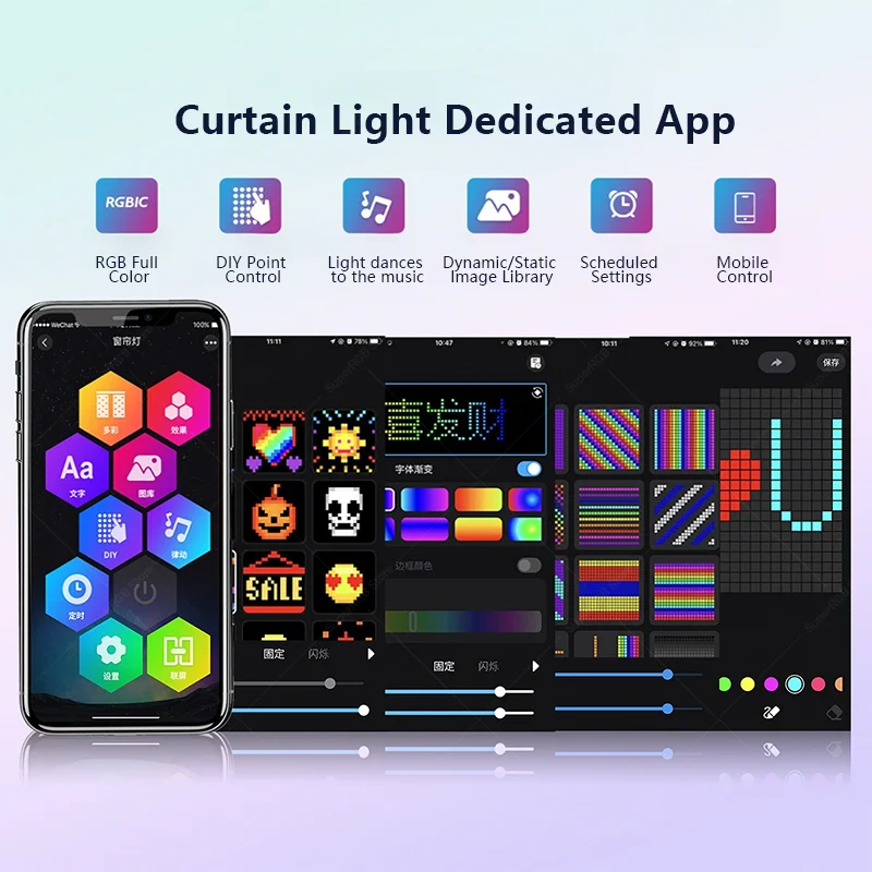 ستارة ذكية خفيفة RGB سلسلة أضواء التطبيق التحكم مع التحكم عن بعد مزامنة الموسيقى لغرفة عطلة حفلة زينة عيد الميلاد #3