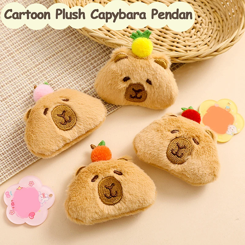 Cute Fruit Capibara peluche portachiavi Cartoon Capibara farcito bambola ciondolo auto portachiavi zaino borsa Decor regalo per bambini