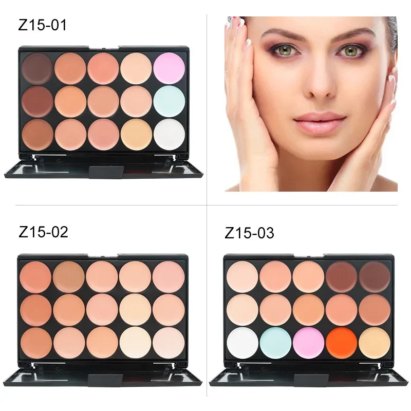 15 Color Concealer Palette Nude Contour Cream Acne Spot Dark Circles Cover Face Foundation Brighten Pigment Cosmetic Makeup Tool