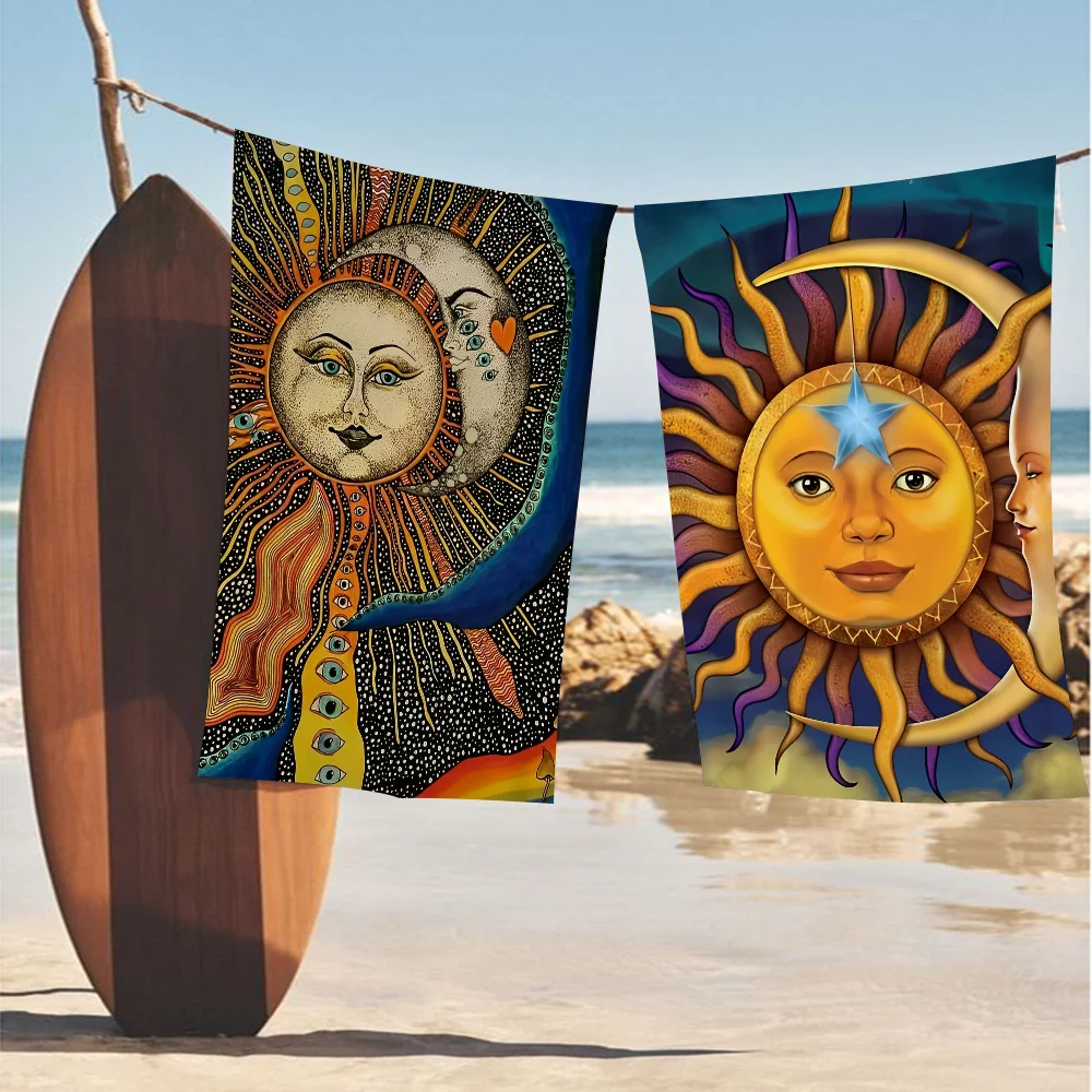 S-Sun Celestial Moon Toallas de playa grandes bohemias de microfibra Toalla de secado rápido Toallas de playa de arena Toalla de piscina para viajes Piscina de natación Yoga