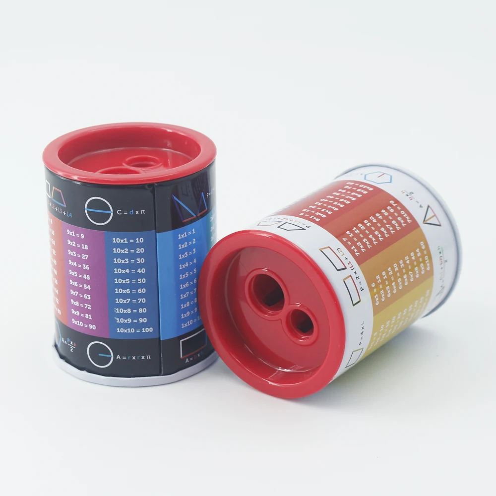 Metal Double Hole Pencil Sharpener,Cylindrical Pencil Sharpener with Mathematical Formulas