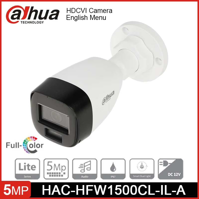 Dahua HAC-HFW1500CL-IL-A S2 5MP Bullet CCTV Analog Camera HDCVI Outdoor Full-color IP67 Waterproof IR Plastic Case Built-in mic