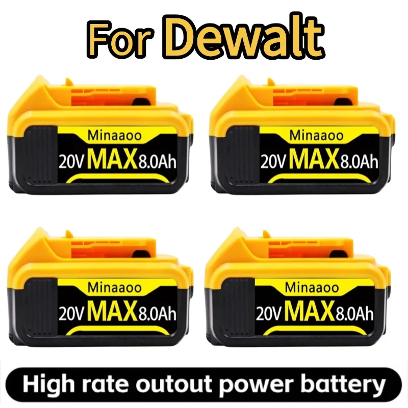 

8.0Ah 20V Lithium-Ion Replacement Batteries for Dewalt Cordless Tools - Compatible with DCB200, DCB205, DCB206 & More