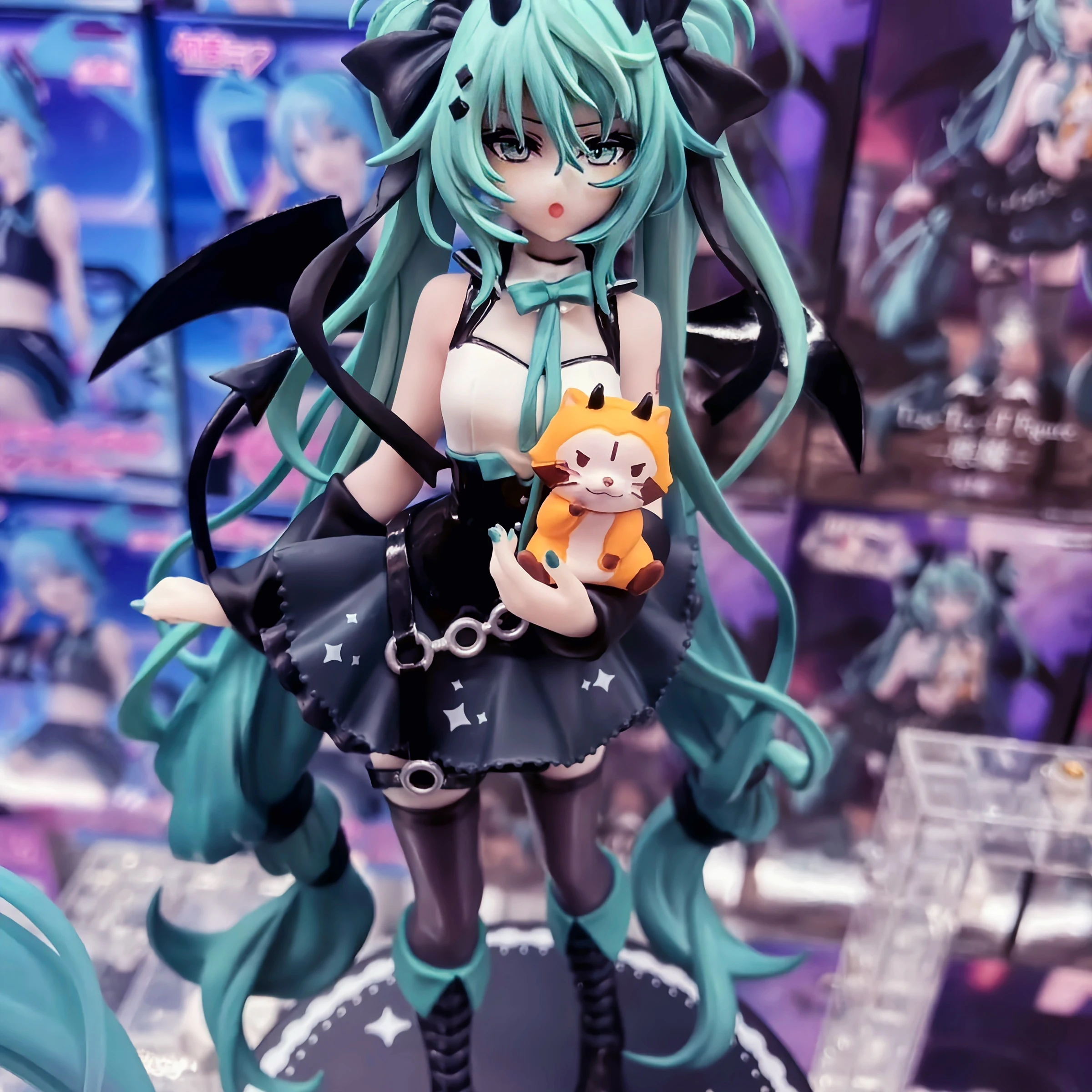 19-センチメートル初音ミク悪魔バージョンフィギュアロリータスタイル像かわいいアニメ-pvc-モデルアクションおもちゃクラシック誕生日ギフト