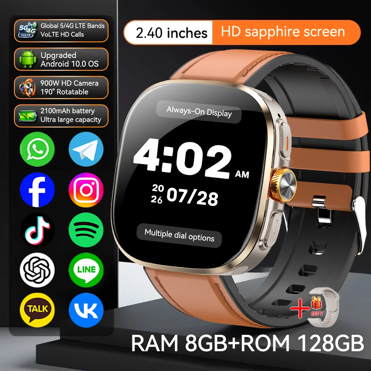 5G/4G Full Network Smart Watch with AMOLED Screen