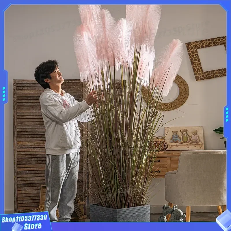 Large Artificial Reed Grass Floor Plant Bionic Fake Tree for Living Room Indoor Greenery Decoration Home Landscaping Ornament
