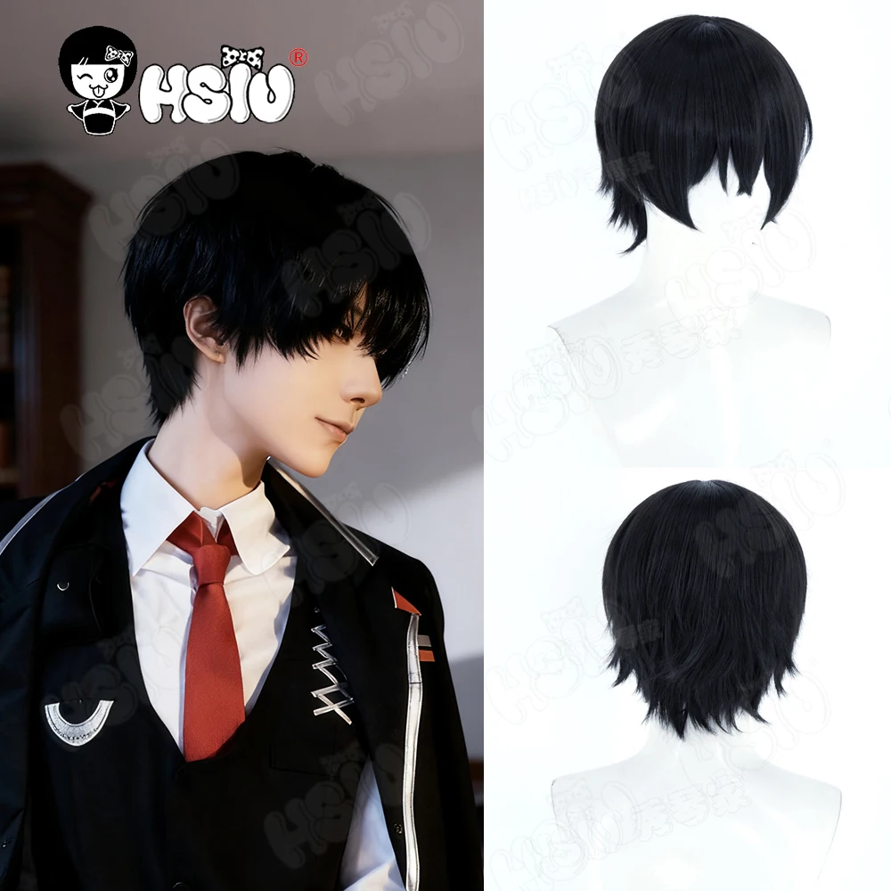 Yi Sang Cosplay Wig Fiber Synthetic Wig「HSIU」35CM Gray Blue Short Wig+Wig Cap Game Limbus Company Yi Sang Cosplay