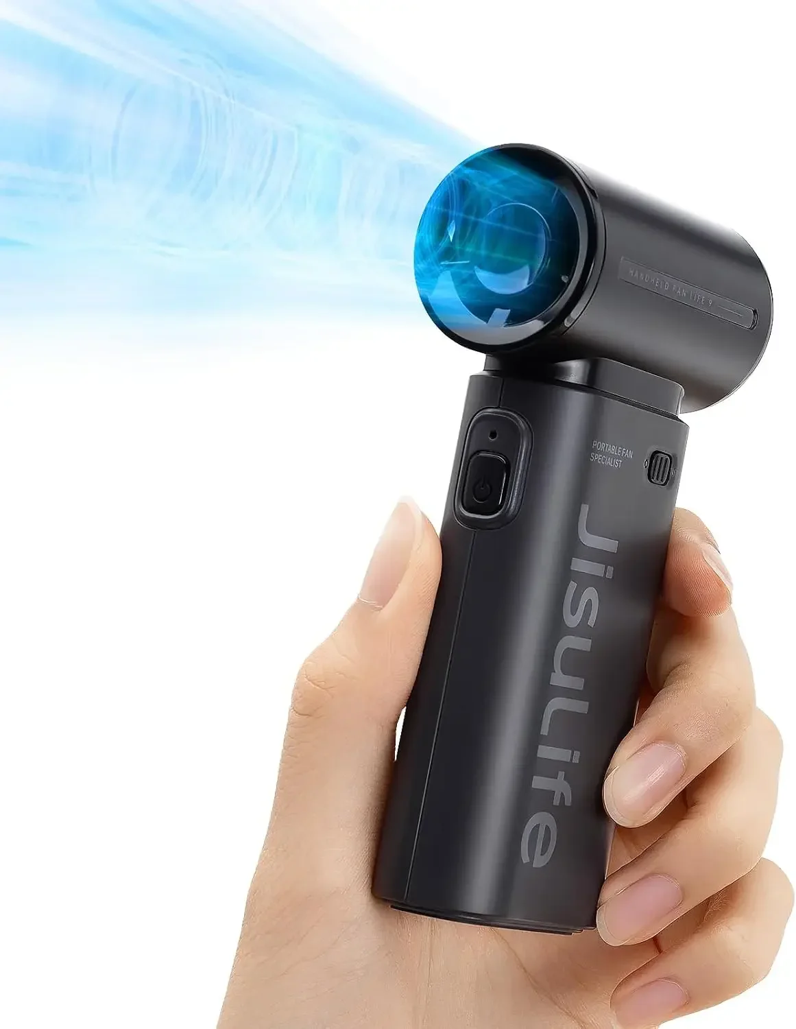 

Portable Handheld Fan Life9, Turbo Power High Speed Air [18H Max Cooling Time], 5 Gear Wind, 5000mAh Rechargeable, Mini Pocket