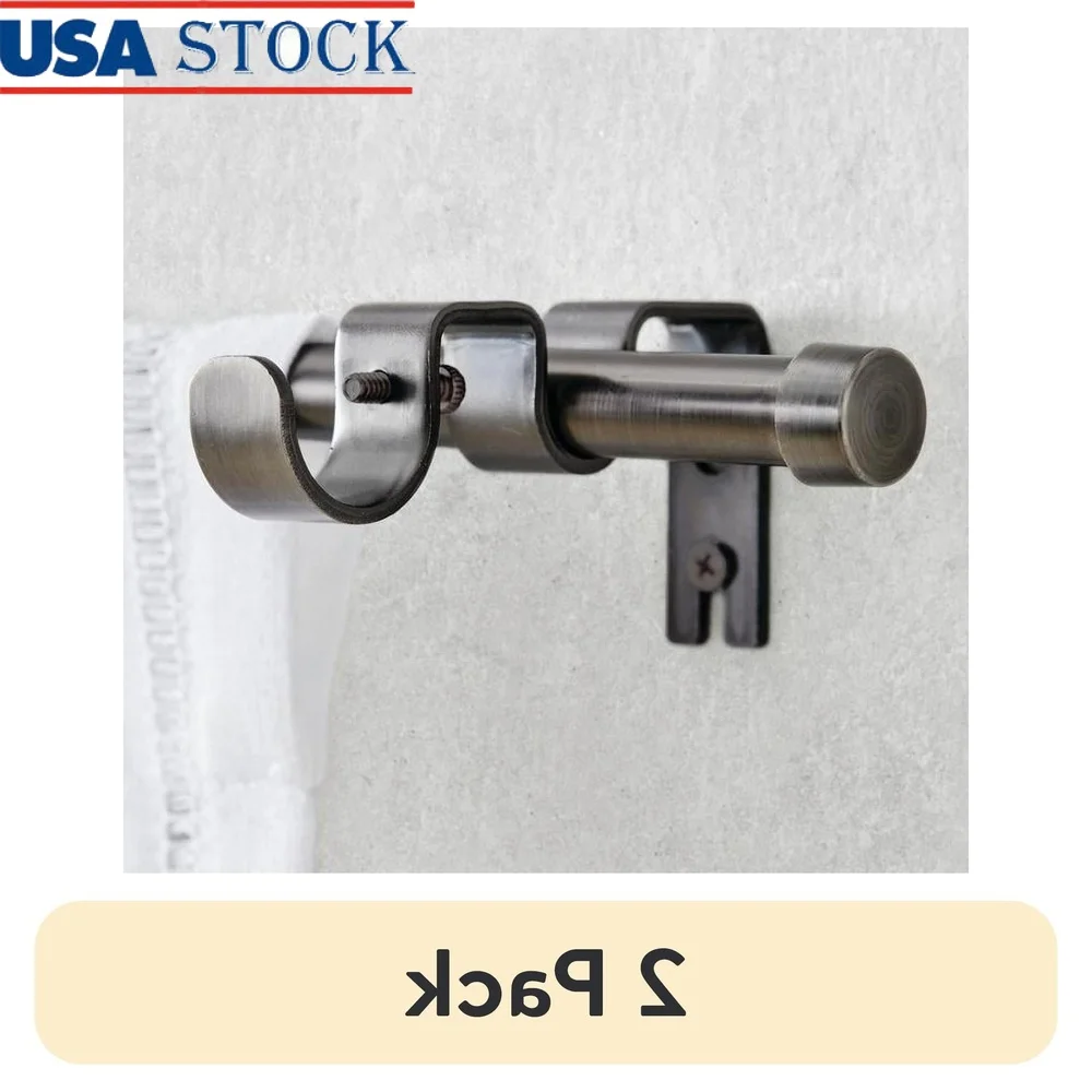 

2 Pack 5/8 Inch Diameter Plated Pewter Add On Curtain Rod Kit Expandable Width 32 to 120 Inch Includes Brackets Finials Mounting