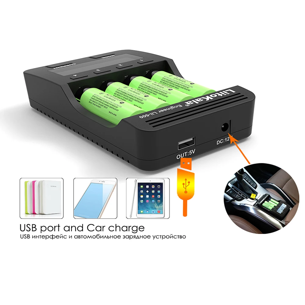 Liitokala Lii-500 18650 Smart Battery Charger,3.7V 18350 14500 18500 21700 26650 1.2V AAA NiMH Lithium LCD Charger