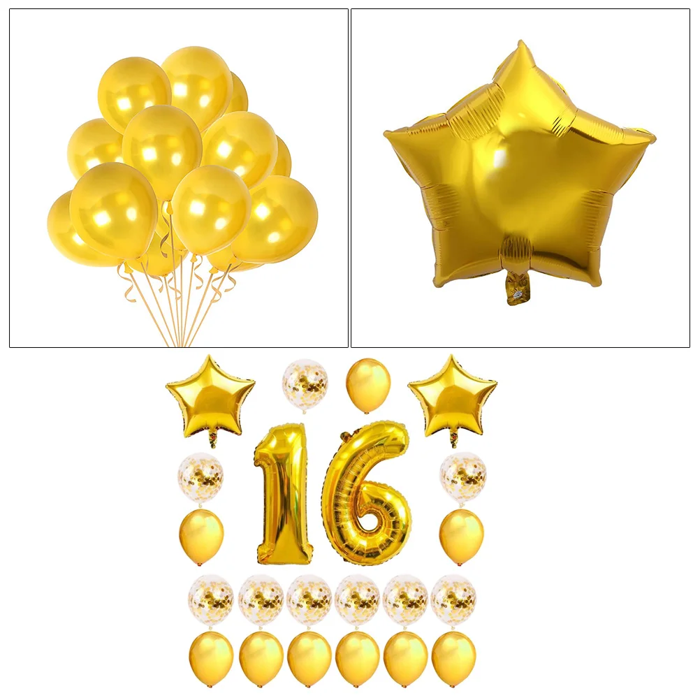 

24 Pcs Birthday Balloon Set Latex Foil Sequins Decorative Balloons Happy Birthday Party Supplies Kids Bedroom Outdoor
