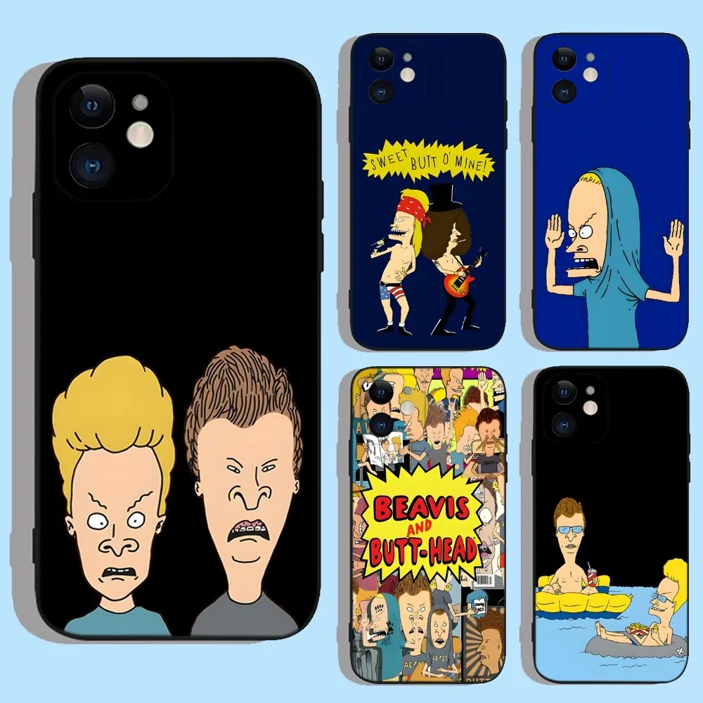 B-Beavis and Butthead Phone Case For Apple iPhone 15,14,13,12,11,XS,XR,X,8,7,Pro,Max,Plus,mini Silicone Black Cover