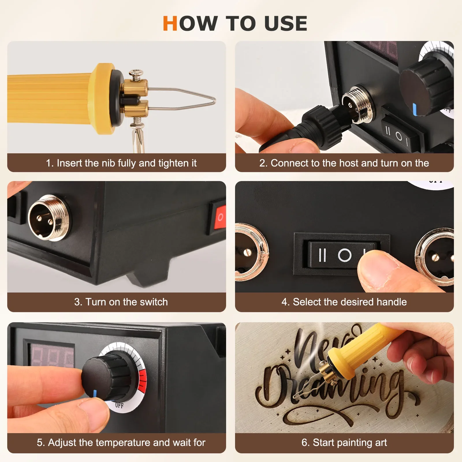 a*-Pyrography Machine 60W Wood Burning Pyrography Pen Kit Electric Woodburning Tool with 30 Pyrography Wire Tips,2 Pens^