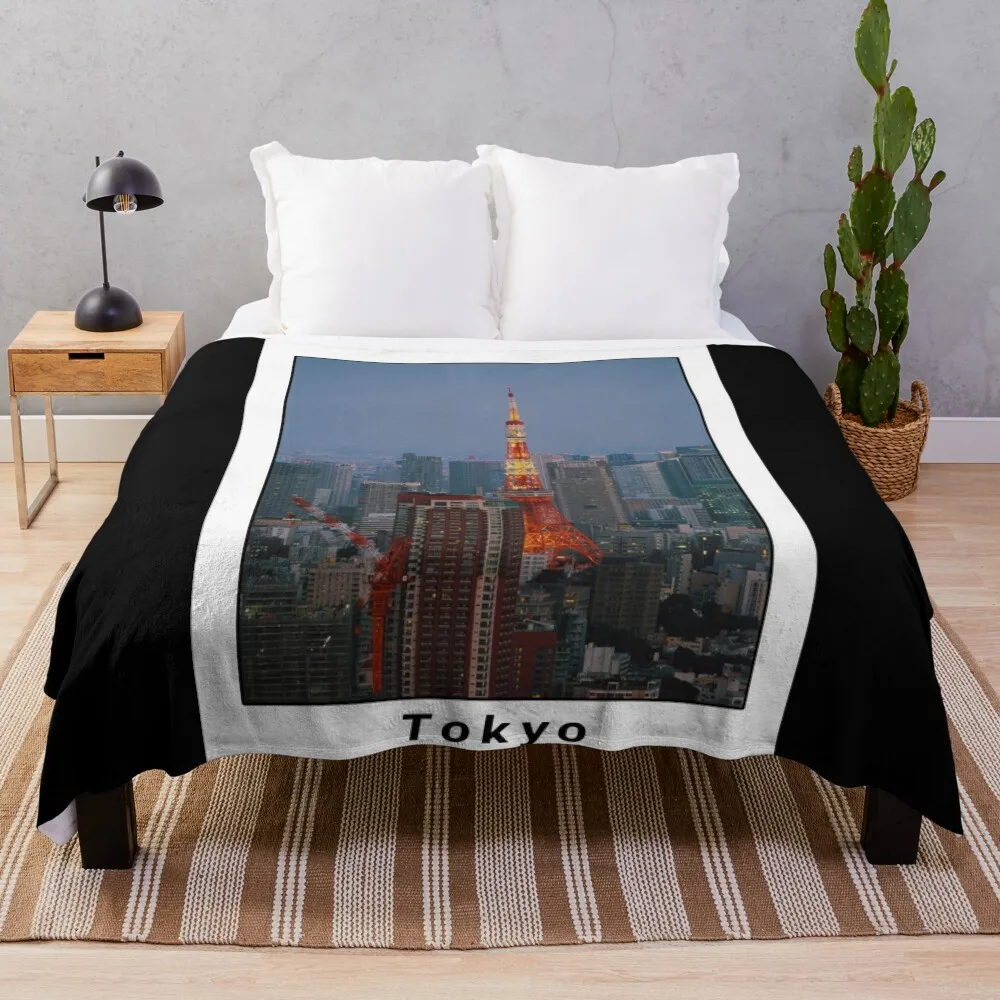 Tokyo City, Tokyo Tower and City, Almost Nighttime Throw Blanket Decorative Throw Furrys Cute Plaid Blankets