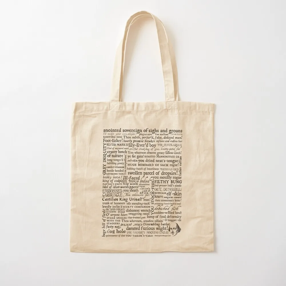 Shakespeare Insults Black Text Edition (by incognita) Tote Bag ecological bags Women's handbag shopping bag Canvas Tote Bag