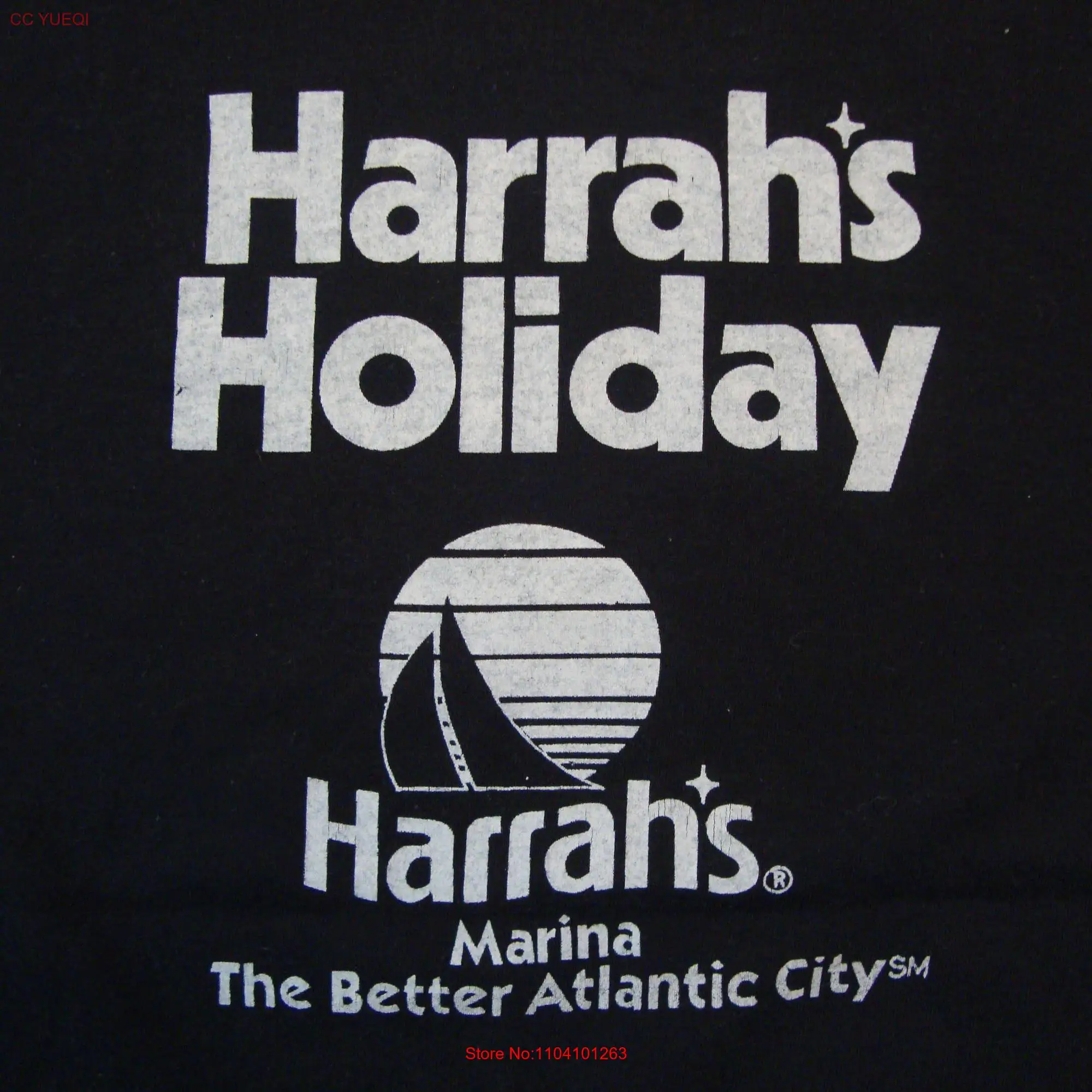 Vtg 90's Harrah's Holiday Marina Can't Get Enough Souvenir Black T Shirt Size M long or short sleeves