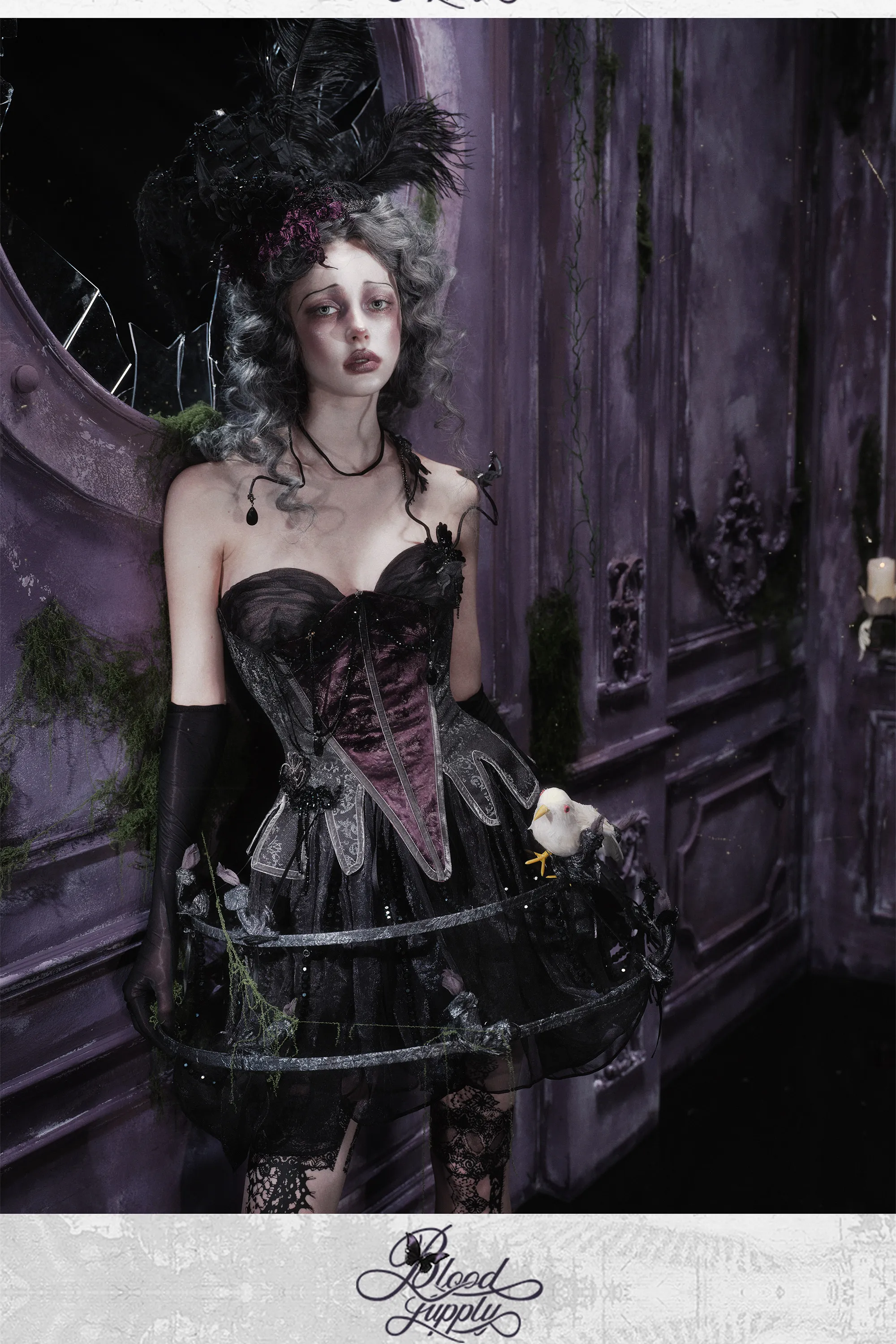 Blood Supply Original Design Gothic Black Lace Tube Top Death Funeral Halloween Sleeveless Autumn Palace Camis Clothing