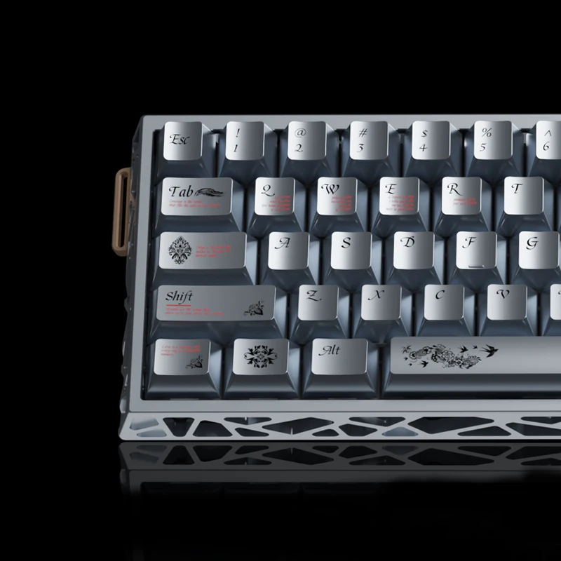 

The Key of Time Metal Textured Dye Sub PBT Keycaps 127 Keys Double Shot Keycaps Cherry Profile for MX Switches Gaming Keyboard