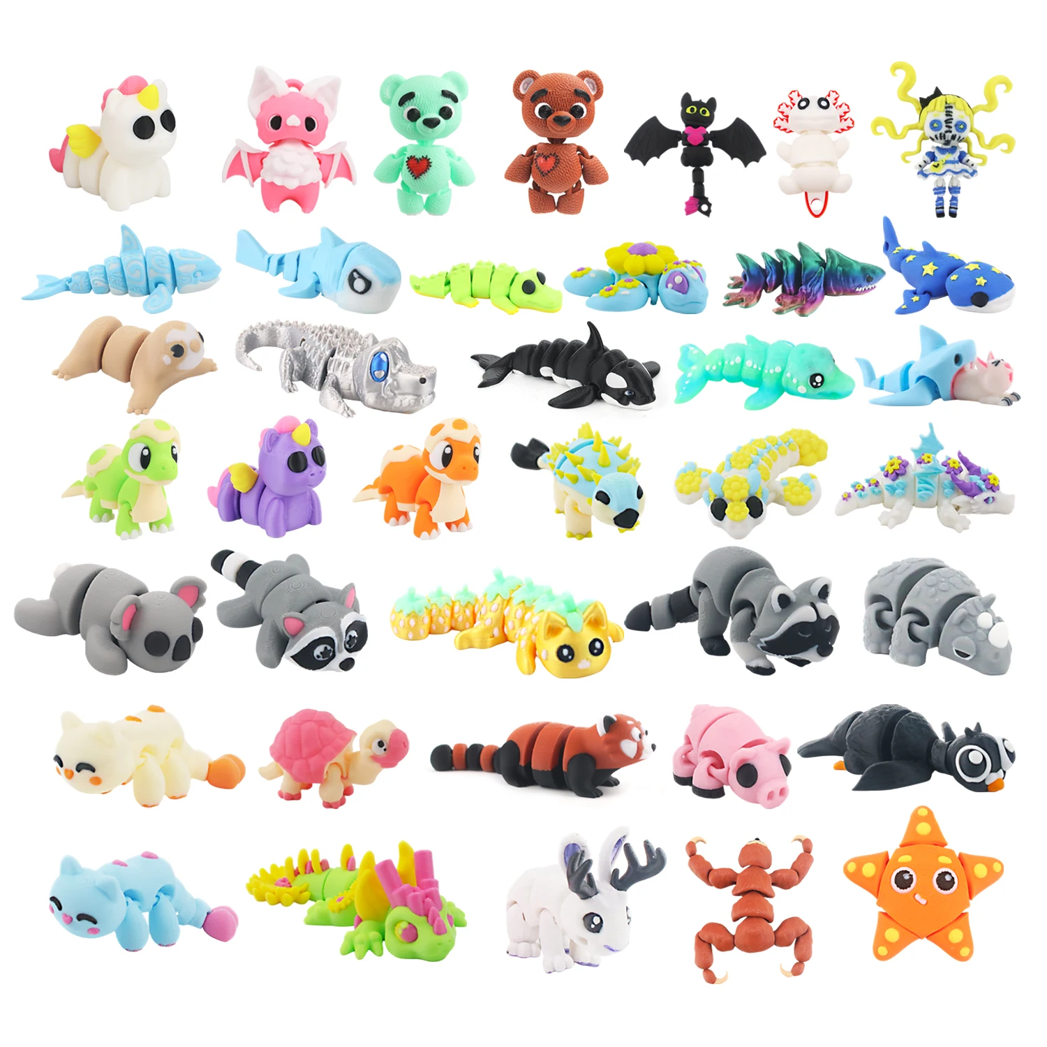 

3D printed small animal articulated flexible decompression toy, mini animal statue toy, styles randomly sent