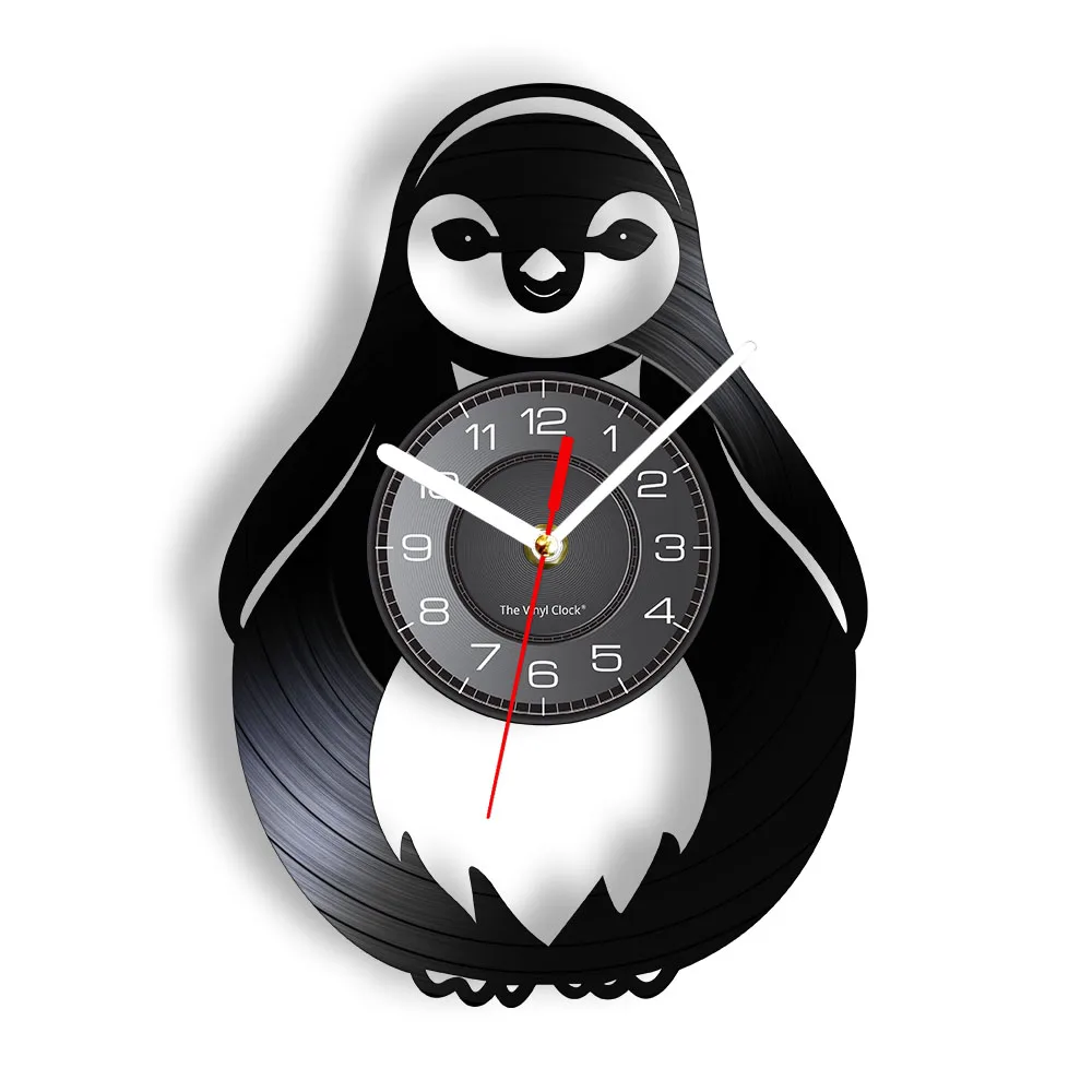 

Cartoon Penguin Wall Clock Sea Life Animal South Africa Bird Water Jackass Mammal Vinyl Record Wall Clock Kid Room Wall Decor