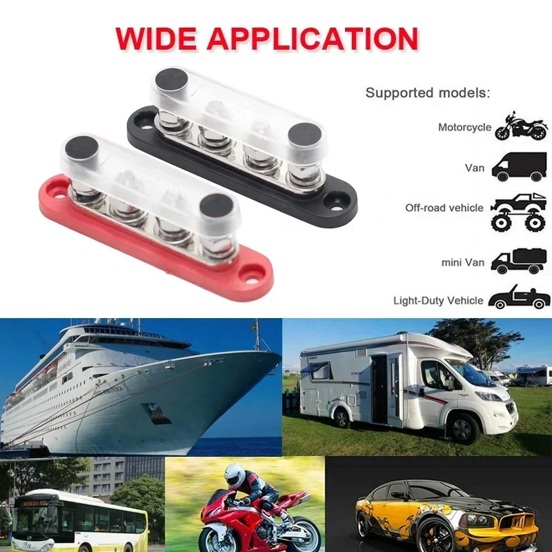 

150A клеммная шина 5*M8 шпильки блок распределения питания аккумулятора красный черный 12 В автомобильные шины для автомобильной морской лодки