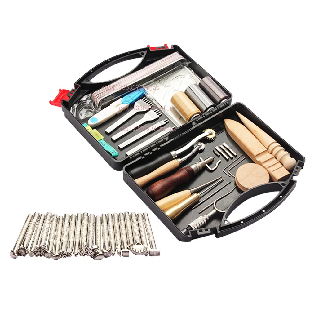 Adjustable Wooden Clamp Leather Craft Set, Hand Stitching Sewing DIY Leather Working Tools Kit