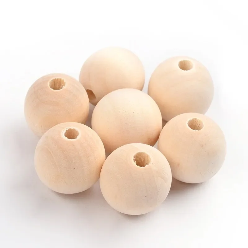 Wooden bead - 14-30mm Large Faceted Geometric Round Wood Beads DIY Jewelry Supply Wood Crafts Kids