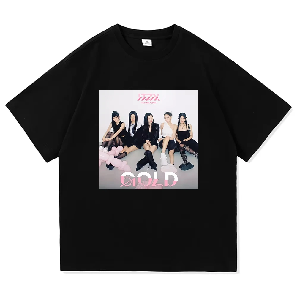 

Футболка ITZY GOLD Album 2025, винтажная модная мужская и женская одежда, эстетические футболки в стиле Харадзюку, одежда высокого качества, хлопковые топы